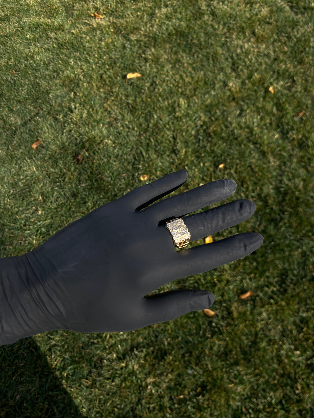 14k real solid gold nugget ring