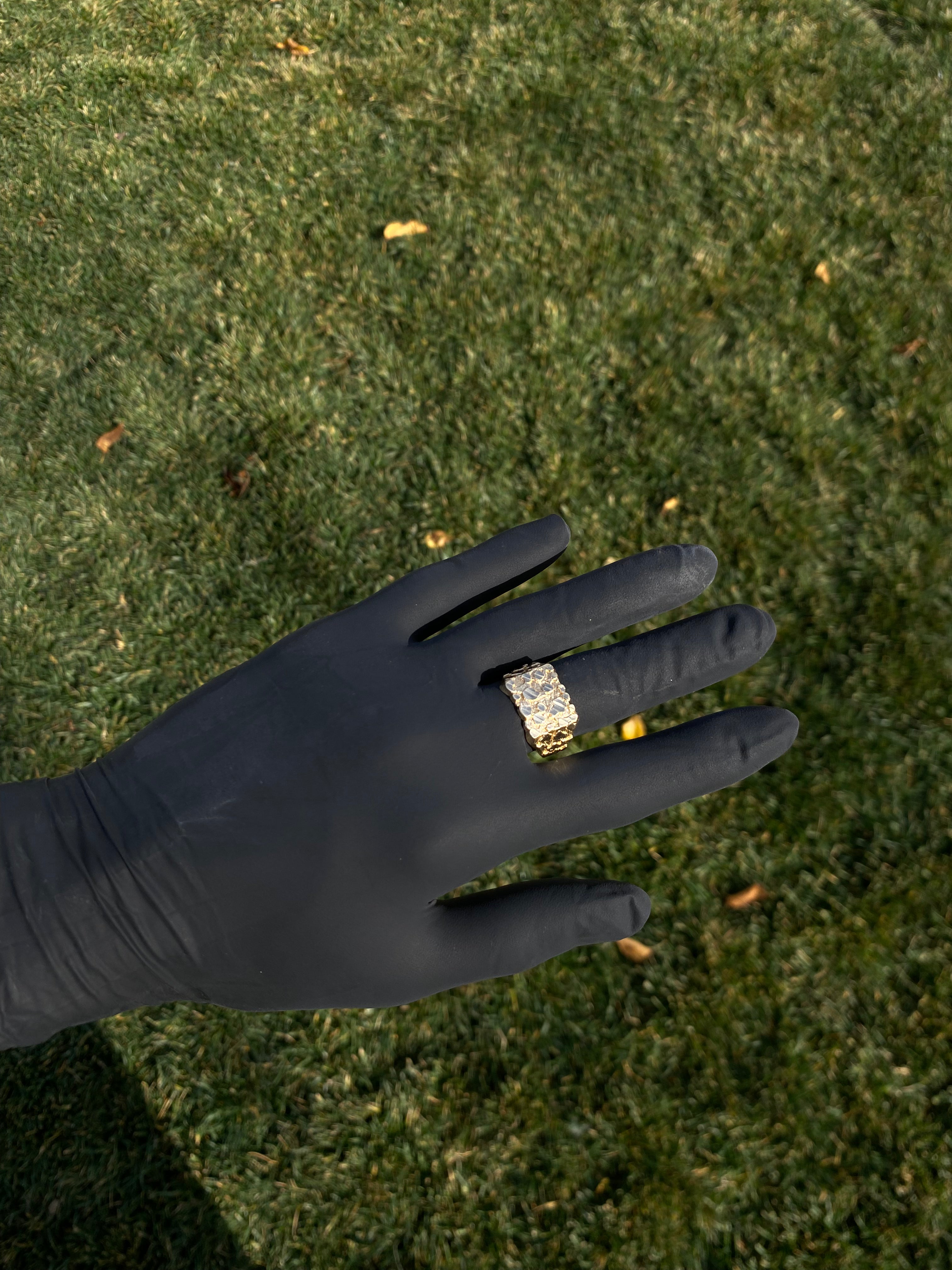 14k real solid gold nugget ring