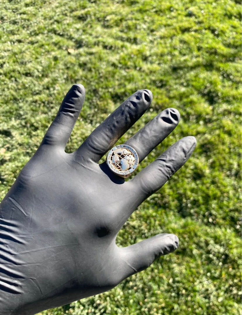 10k solid gold "the world is yours" ring