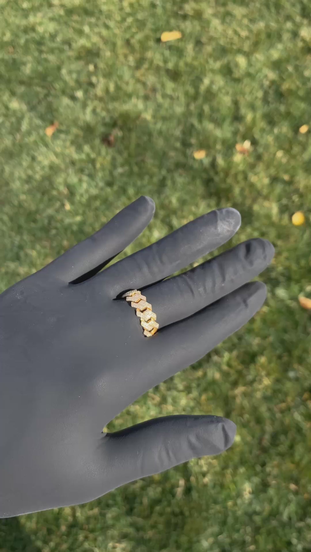 14k solid gold diamond cuban link ring